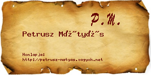 Petrusz Mátyás névjegykártya